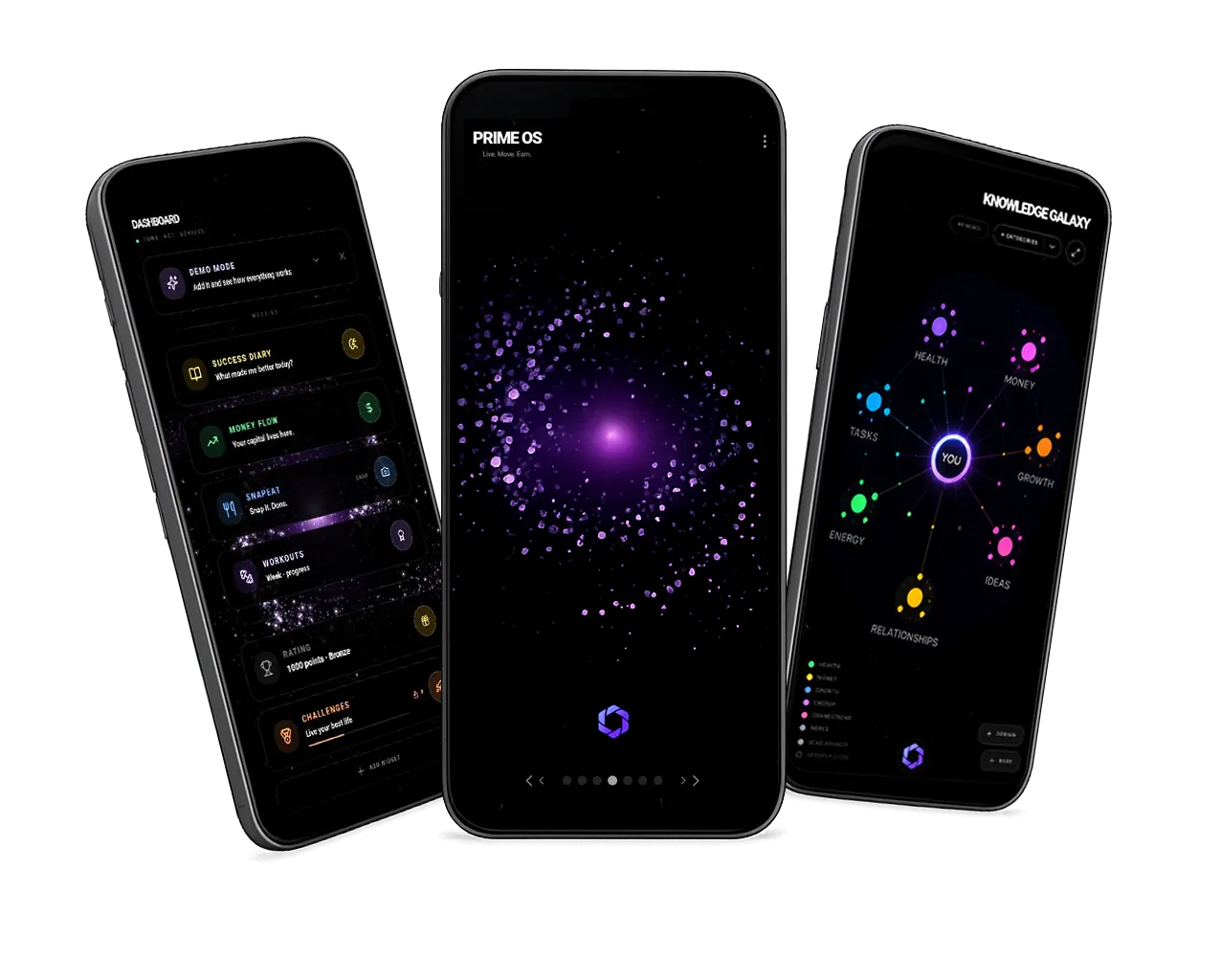 PRIME OS app screens